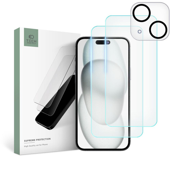 SZKŁO HARTOWANE TECH-PROTECT SUPREME SET IPHONE 15 CLEAR