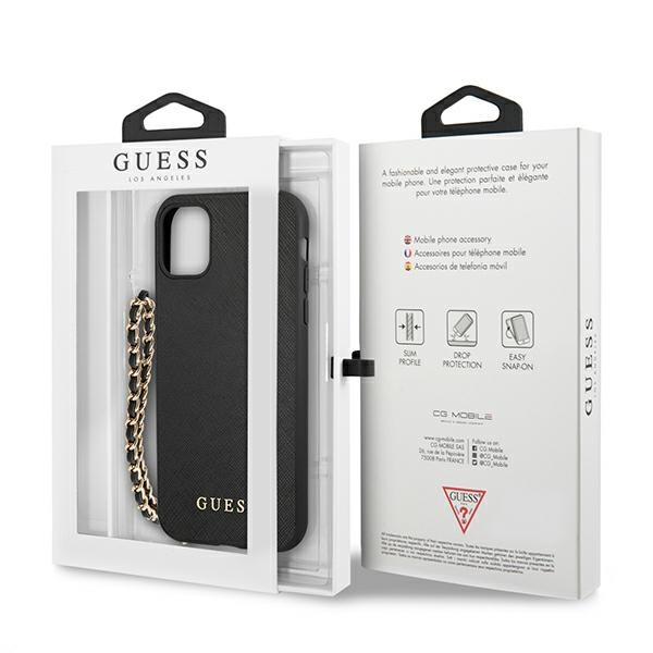 Guess GUHCN61SASGBK iPhone 11 6,1" / Xrczarny/black hardcase Saffiano Chain