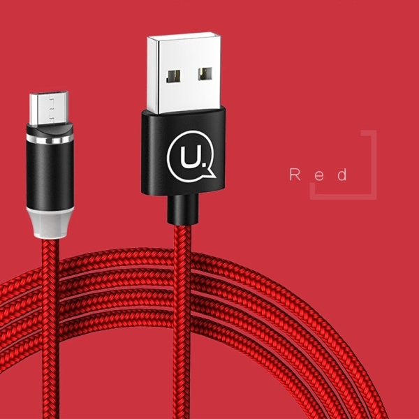 USAMS KABEL MAGNETYCZNY U-SURE MICROUSB 1M 2.1A PLECIONY CZERWONY/RED SJ294USB02 (US-SJ294)