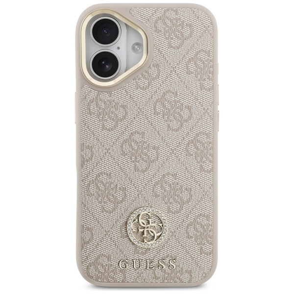 Etui Guess 4G Strass Logo & Big Strap    Metal Buttons MagSafe do iPhone 17 różowy