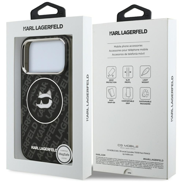 Etui Karl Lagerfeld IML Choupette Head   Logo MagSafe do iPhone 17 Pro Max czarny
