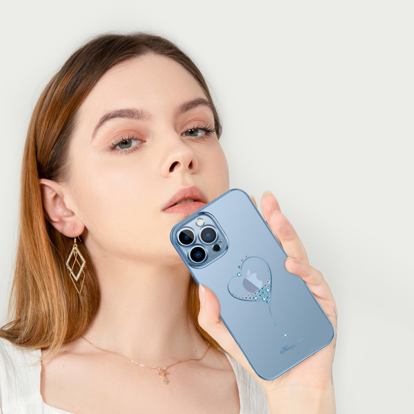 KINGXBAR WISH SERIES CASE DECORATED WITH CRYSTALS IPHONE 13 PRO BLUE