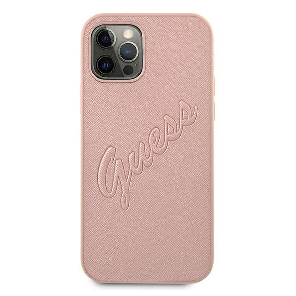 Guess GUHCP12LRSAVSRG iPhone 12 Pro Max6,7" różowy/pink hardcase Saffiano Vintage Script