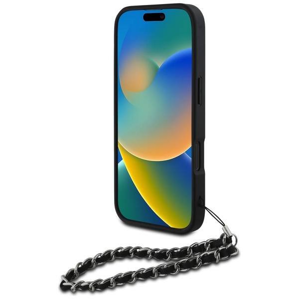 Etui Karl Lagerfeld Saffiano Crystals    w/Chain do iPhone 16 Pro Max czarny