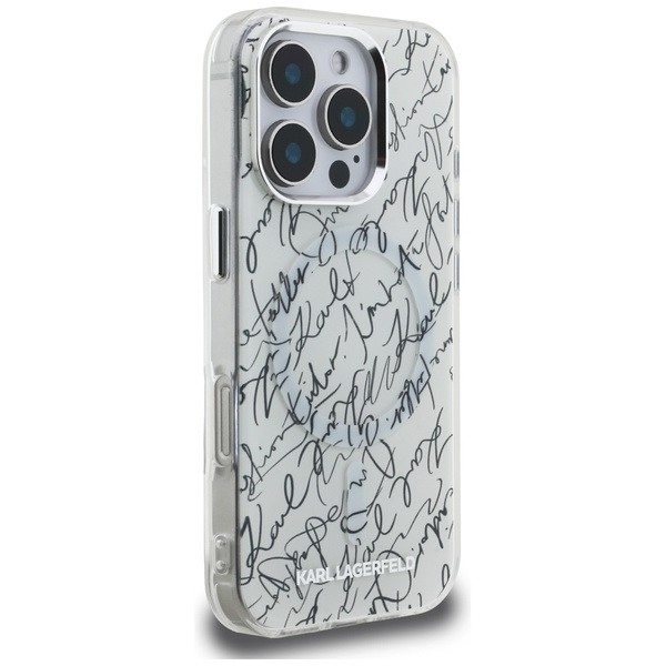 Etui Karl Lagerfeld IML Karl Script      Pattern MagSafe do iPhone 16 Pro Max biały