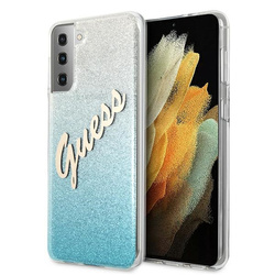 Guess GUHCS21MPCUGLSBL S21+ G996niebieski/blue hardcase Glitter Gradient Script