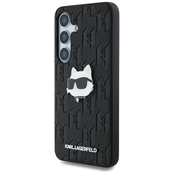 Etui Karl Lagerfeld Leather Monogram Pin  Logo Choupette Head Samsung Galaxy S25 Plus czarny
