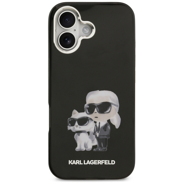 Etui Karl Lagerfeld IML Aquarelle Karl   & Choupette & Logo MagSafe do iPhone 17 czarny