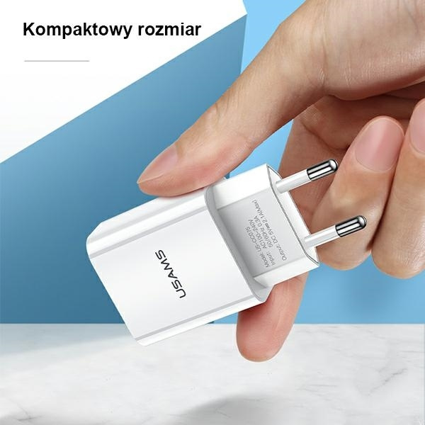 USAMS Ład. siec. 1xUSB T18 2,1A (only head) biały/white Fast Charging CC075TC01