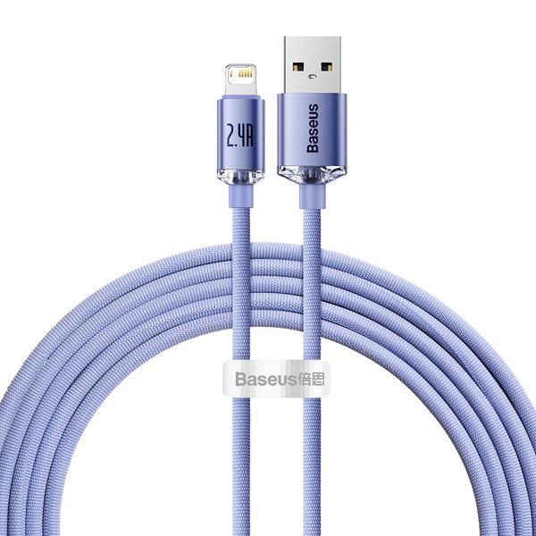 Baseus Crystal Shine Series cable USB cable for fast charging and data transfer USB Type A - Lightning 2.4A 2m purple (CAJY000105)