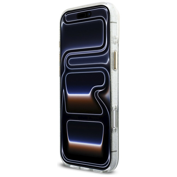 Etui Guess IML Glitters Script Strap     MagSafe do iPhone 17 Pro Max przezroczysty