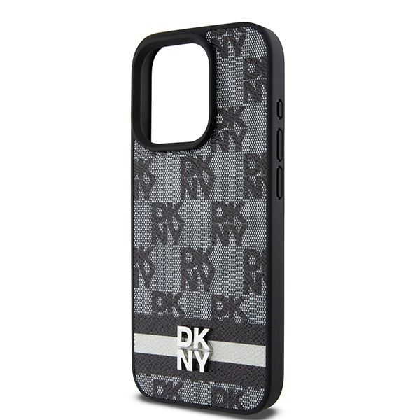 DKNY DKHCP15XPCPTSSK iPhone 15 Pro Max6.7" czarny/black hardcase Leather Checkered Mono Pattern & Printed Stripes