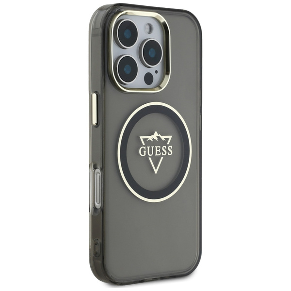 Etui Guess IML Metal Mountain Logo       MagSafe do iPhone 16 Pro Max czarny