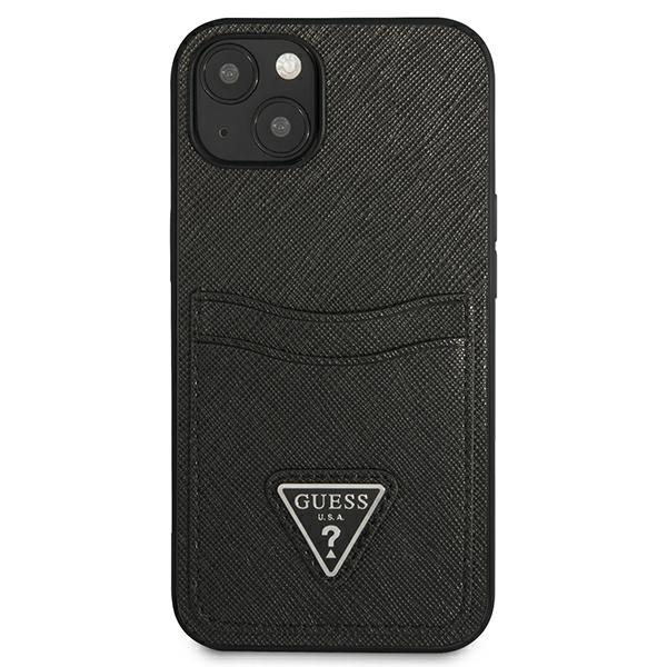Guess GUHCP13MPSATPK iPhone 13 / 14 / 156.1" czarny/black hardcase SaffianoTriangle Logo Cardslot
