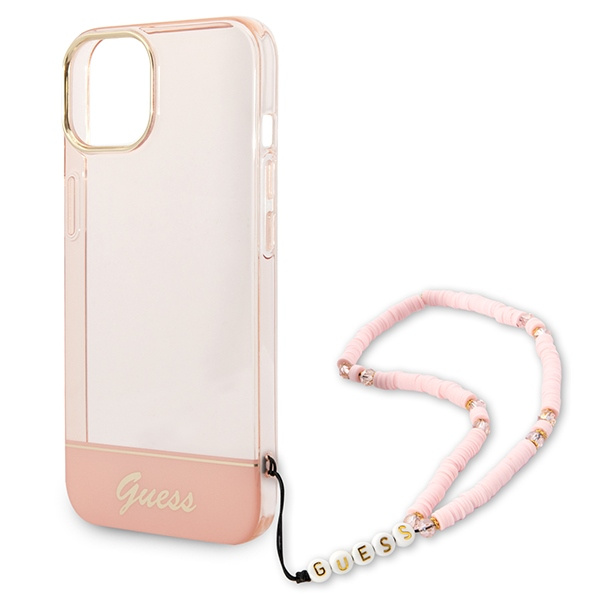 Guess GUHCP14MHGCOHP iPhone 14 Plus / 15 Plus 6.7" różowy/pink hardcase Translucent Pearl Strap
