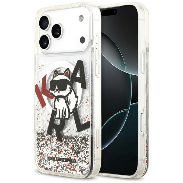 Etui Karl Lagerfeld Liquid Glitter       Choupette Logo MagSafe do iPhone 17 Pro Max przezroczysty