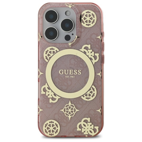 Guess GUHMP16XH4PYEEP iPhone 16 Pro Max   6.9" różowy/pink hardcase IML Peony On 4G Background MagSafe