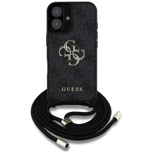 Etui Guess 4G Big Logo Cord Stap         Crossbody do iPhone 16 czarny