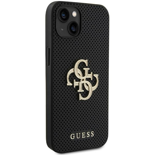 Guess GUHCP15SPSP4LGK iPhone 15 / 14 / 13 6.1" czarny/black hardcase Leather Perforated 4G Glitter Logo