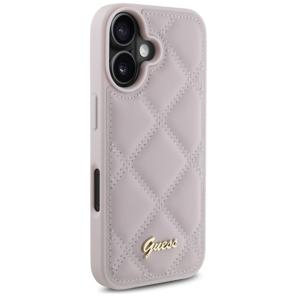 Guess GUHCP16SPSQSQSP iPhone 16 6.1" różówy/pink hardcase Quiled Metal Logo
