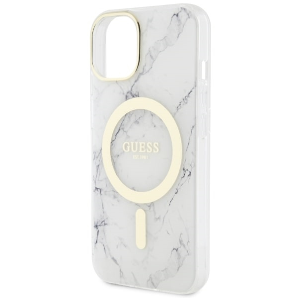 Guess GUHMP14MPCUMAH iPhone 14 Plus/ 15 Plus 6.7" biały/white hardcase Marble MagSafe