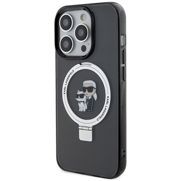 Karl Lagerfeld KLHMP13LHMRSKCK iPhone 13 Pro 6.1" black/black hardcase Ring Stand Karl&amp;Choupette MagSafe