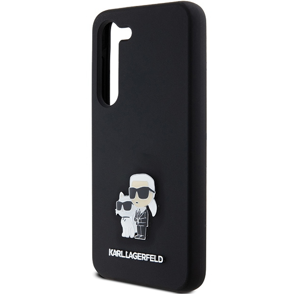 Karl Lagerfeld Silicone Karl&amp;Choupette Metal Pin case for Samsung Galaxy S23 - black