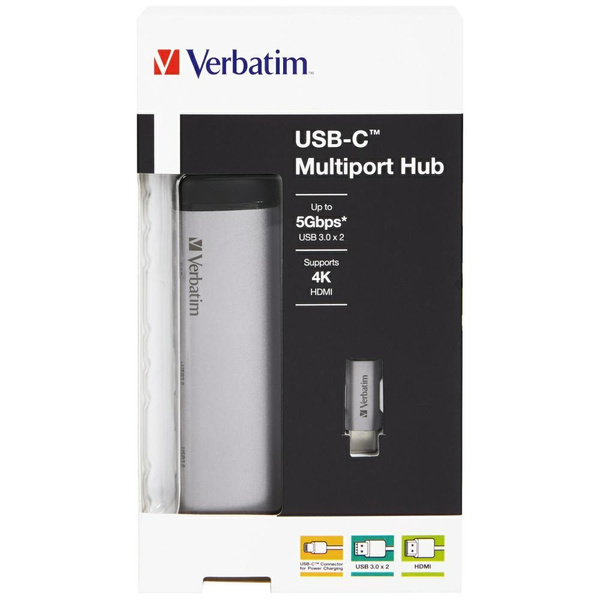 Verbatim Adapter Hub USB-C - USB-C/      2xUSB-A 3.0/HDMI aluminiowy/aluminum 49140