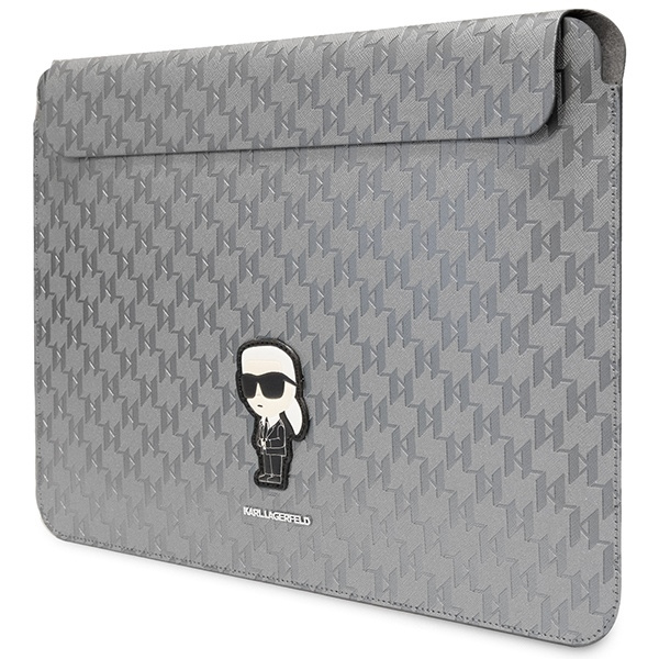 Pokrowiec Karl Lagerfeld Saffiano Monogram Ikonik na laptopa 14" - srebrny