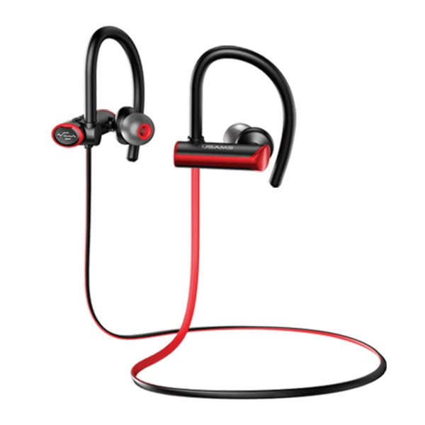 USAMS SŁUCHAWKI SPORTOWE S4 BLUETOOTH 5.0 CZARNO - CZERWONE