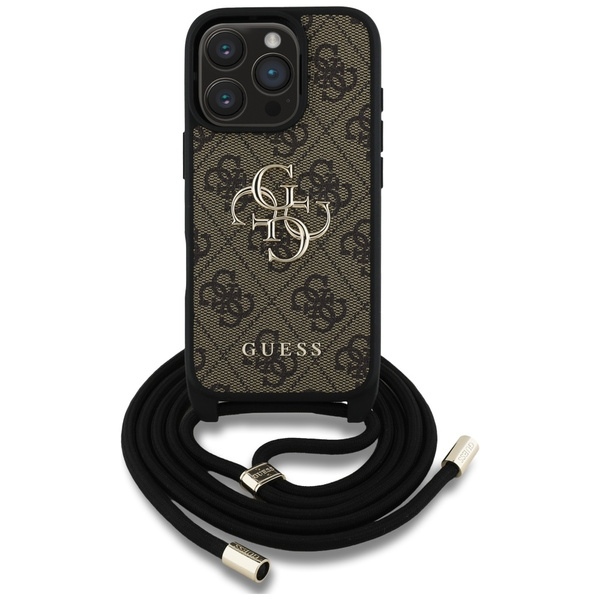 Etui Guess 4G Big Logo Cord Stap         Crossbody do iPhone 16 Pro Max brązowy