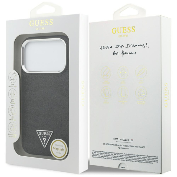 Etui Guess Glitter Triangle Logo MagSafe do iPhone 17 Pro czarny