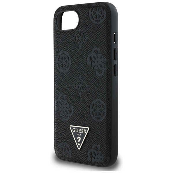 Etui Guess Grained Hot Stamp Peony       Triangle Logo MagSafe do iPhone 16e czarny