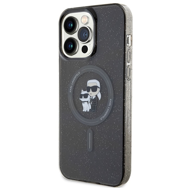 Karl Lagerfeld Karl&Choupette Glitter MagSafe case for iPhone 15 Pro Max - black