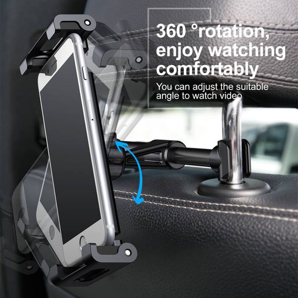 Baseus Backseat Car Mount SUHZ-01 Car Headrest Holder for Tablets / Smartphones 4.7-12.9" - Black