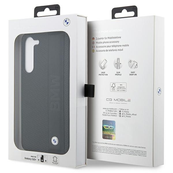 Etui BMW Leather Textured & Stripe na Samsung Galaxy S23+ - czarne