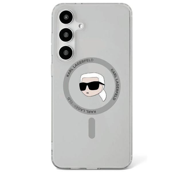 Etui Karl Lagerfeld Button Karl Head      Printed Logo MagSafe Samsung Galaxy S25 czarny