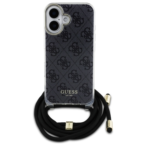 Guess GUHCP16SHC4SEK iPhone 16 6.1"      czarny/black hardcase Crossbody Cord 4G Print