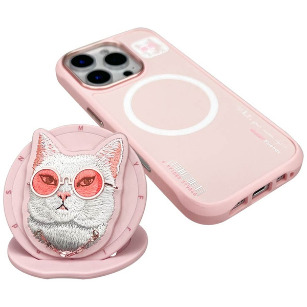 Etui Nimmy Glasses Cool Cat do iPhone 16  Pro Max różowy