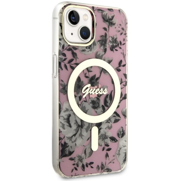 Guess GUHMP14MHCFWSP iPhone 14 Plus/ / 15 Plus 6.7" różowy/pink hardcase Flower MagSafe