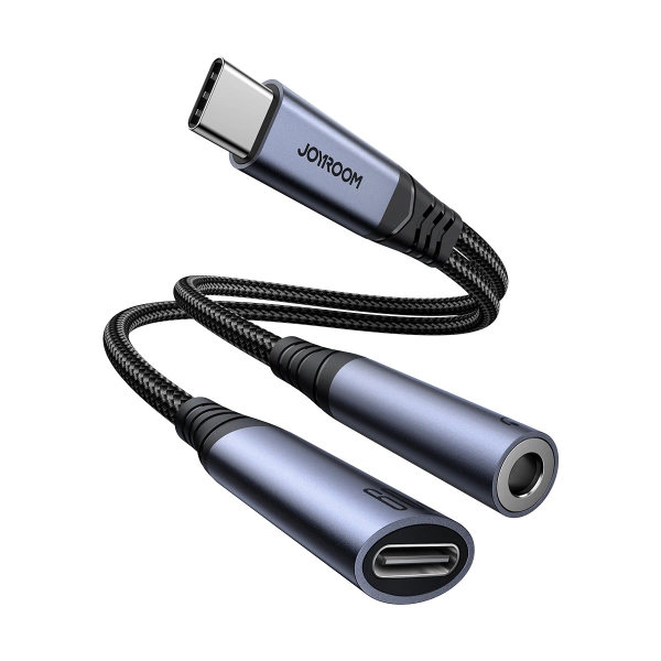 Joyroom SY-C02 2in1 DAC adapter USB-C to USB-C / 3.5 mm mini jack - black