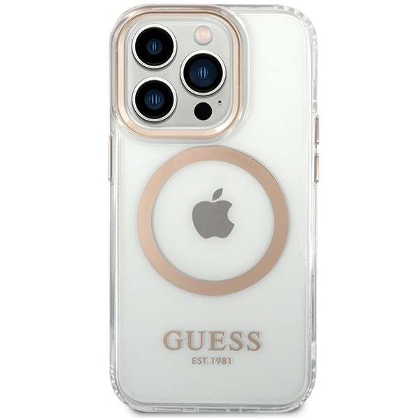 Guess GUHMP15XHTRMD iPhone 15 Pro Max6.7" złoty/gold hard case Metal Outline Magsafe