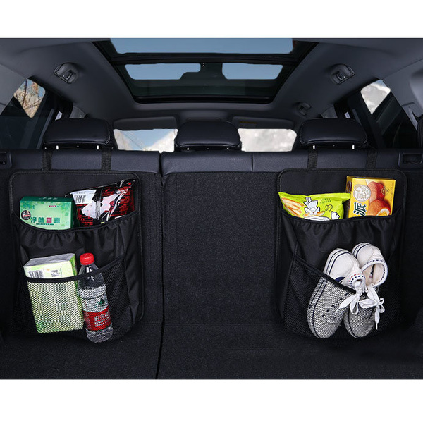 CAR ORGANIZER ON THE BACK OF THE REAR SEAT FOR THE TRUNK BLACK