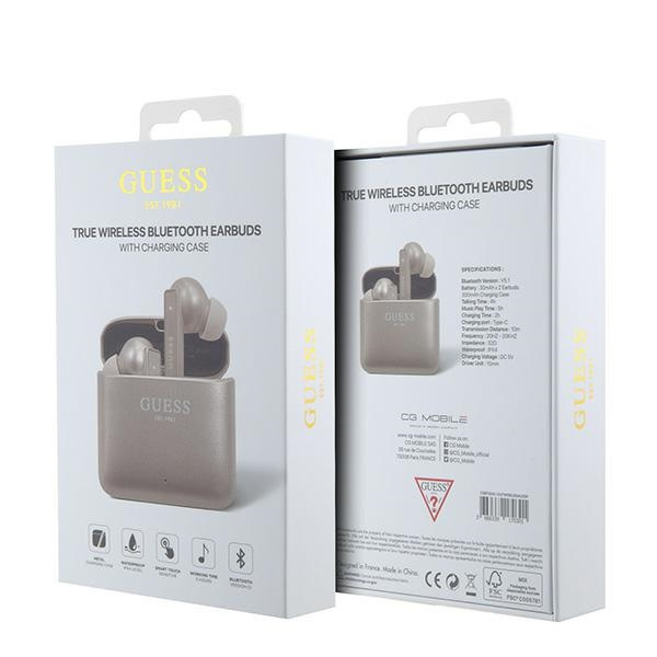 Guess słuchawki Bluetooth GUTWSSU20ALEGPTWS + stacja dokująca różowo złoty/rose gold Printed Logo