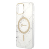 Zestaw Guess GUBPP14MHMEACSH Case+ Charger iPhone 14 Plus / 15 Plus 6.7" biały/white hard case Marble MagSafe