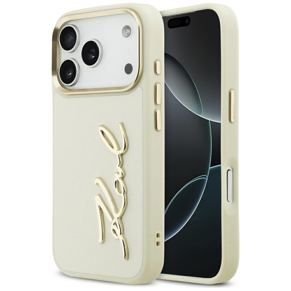 Etui Karl Lagerfeld Karl Script Logo do iPhone 17 Pro beżowy