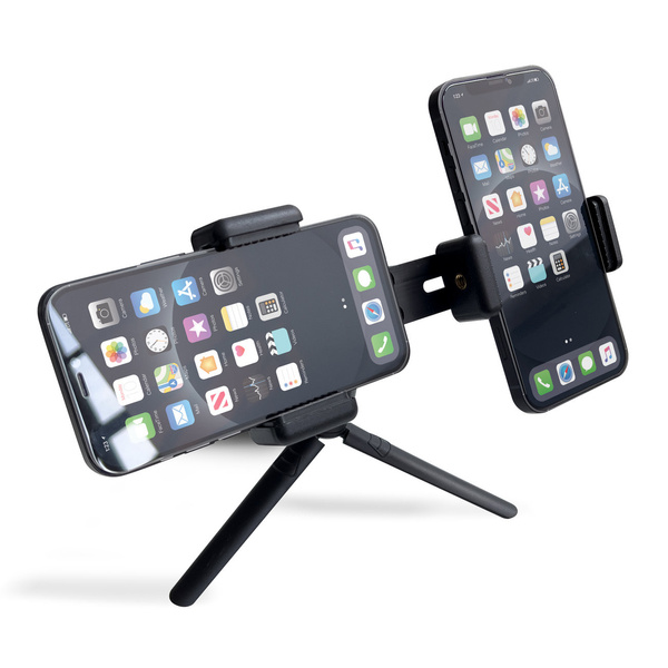 DOUBLE ADJUSTABLE SMARTPHONE HOLDER WITH TRIPODE BLACK (E-TYPE LIVE DUAL CAMERA)