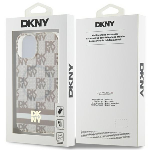 DKNY DKHMP15SHCPTSE iPhone 15 / 14 / 136.1" beżowy/beige hardcase IML Checkered Mono Pattern & Printed Stripes MagSafe