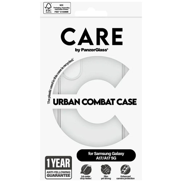 Etui CARE by PanzerGlass Flagship Urban  Combat do Samsung Galaxy M17 5G / A17 / A17 5G przezroczysty