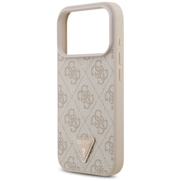 Etui Guess Leather 4G Triangle Strass    MagSafe do iPhone 17 Pro różowy